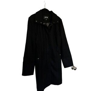 Coat Mid length Coat wool blend Womens Size M APT 9 Black Lined